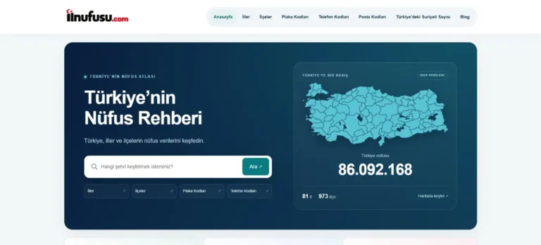 Türkiye’nin şehir rehberi İlNufusu.com: Nüfustan plaka ve telefon kodlarına kadar birçok bilgi bir arada